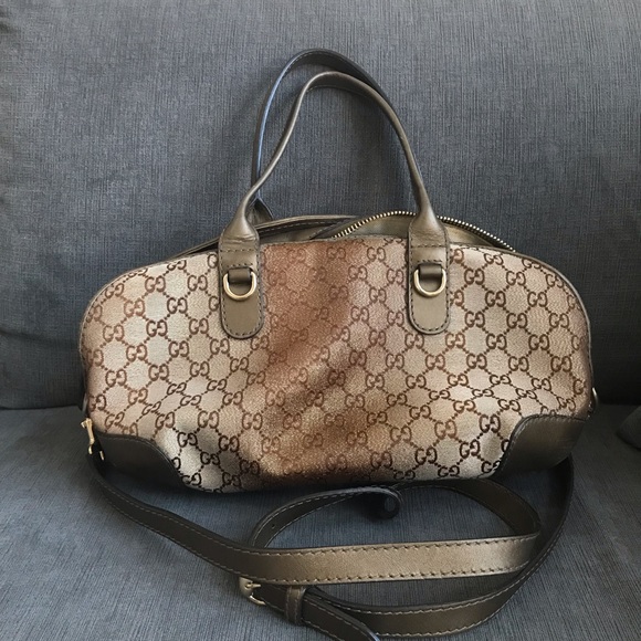 GUCCI Beige Metallic GG Canvas Heart-Bit Top Handle Bag - Picture 2 of 16